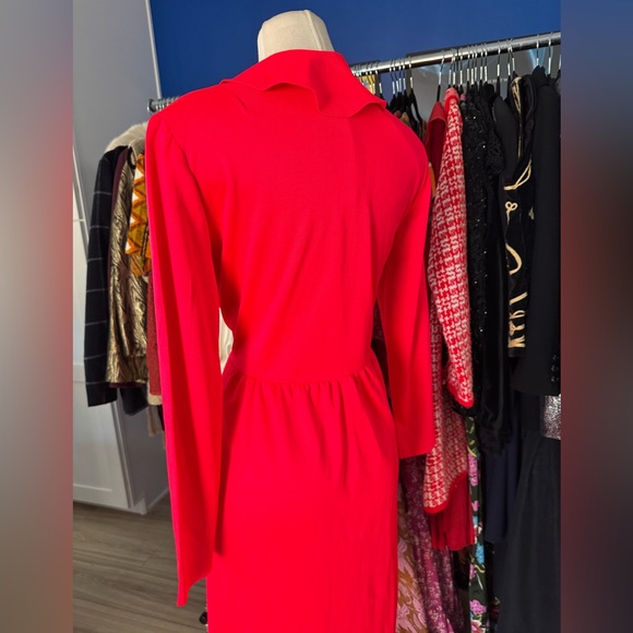 1960’s Jan Sue of California Red Button Down Ruffle Dress - Picture 3 of 4